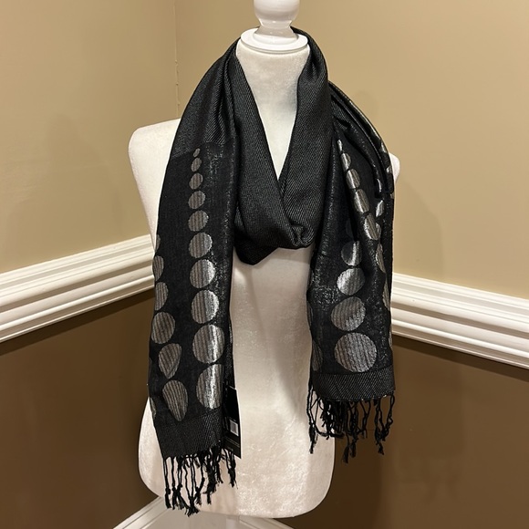 Accessory Street Black & Silver Scarf. NEW with tags. - Picture 4 of 16